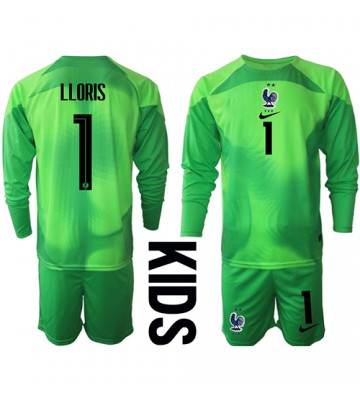 France Hugo Lloris #1 Goalkeeper Replica Away Stadium Kit for Kids World Cup 2022 Long Sleeve (+ pants)